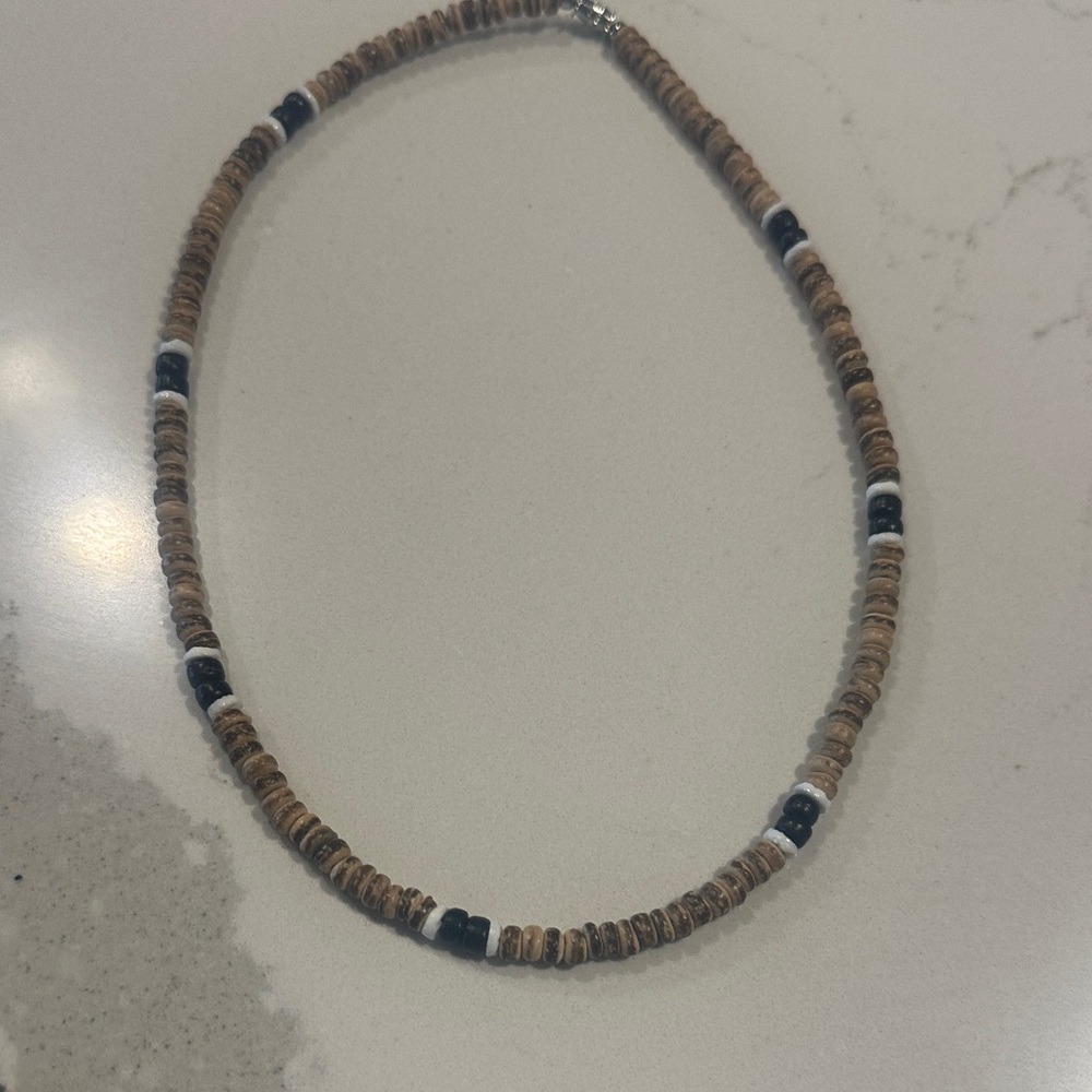 Boho Brown and Black Beaded Necklace for Women 18 inches